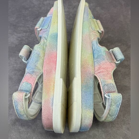 Chanel 22C Green Pink Blue White CC Logo Mule Slide Strap Flat Dad Sandal 40 - Picture 9 of 15